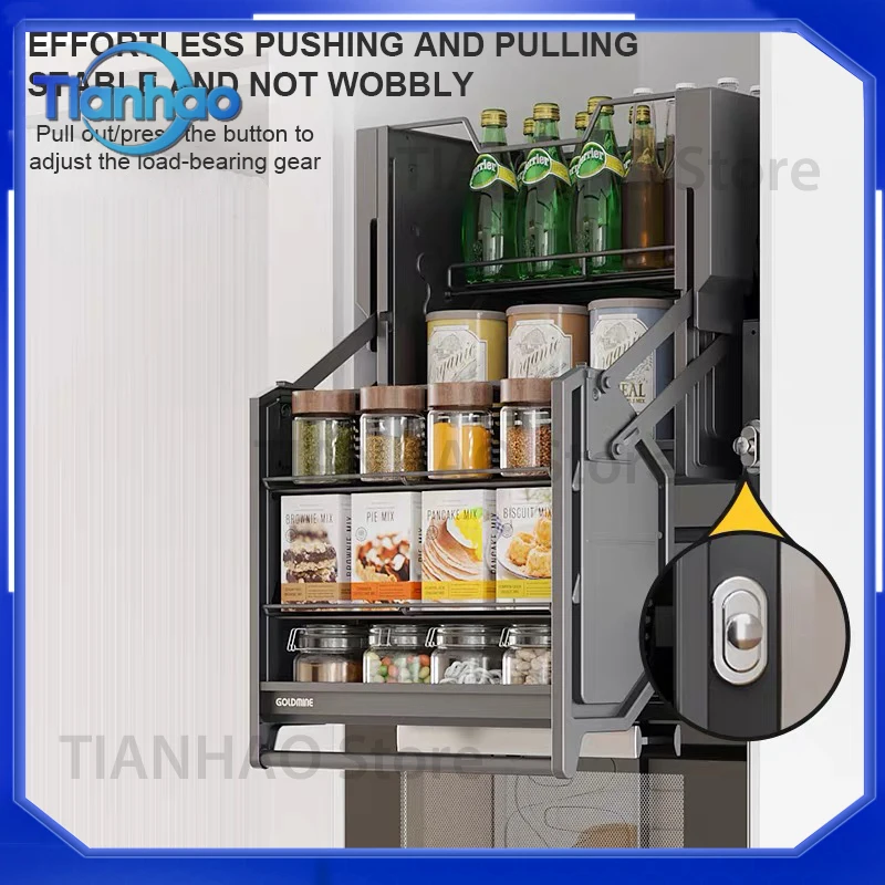 Dual Pull Down Cabinet Organizer Basket for Kitchen Cabinets with 2-Tier Adjustable Shelf for Cutlery Storage