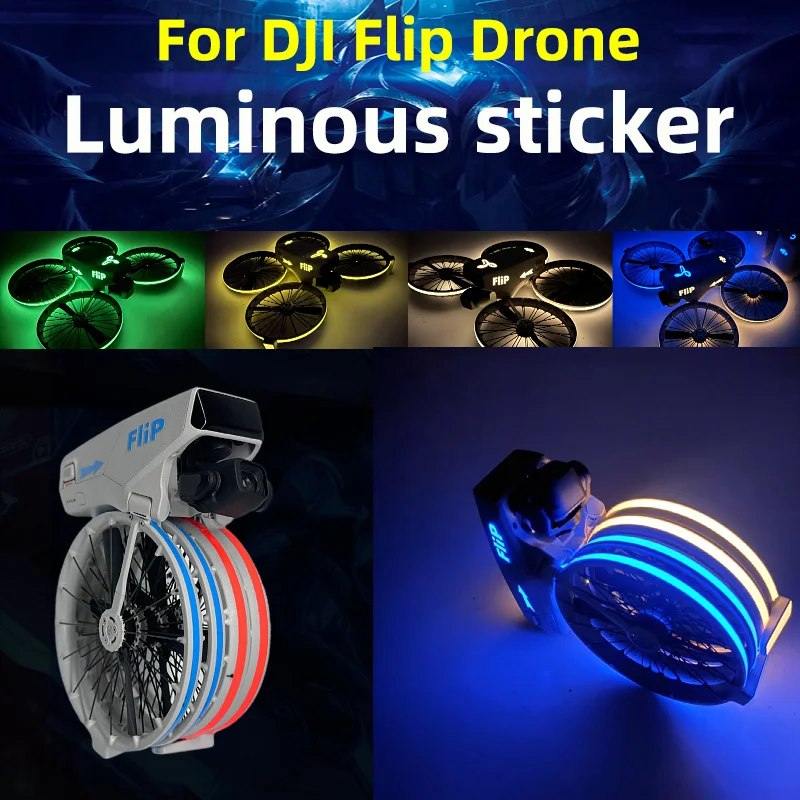 Pegatinas luminosas para Dron DJI FLIP, calcomanías decorativas para la piel, seguridad nocturna, vuelo fresco, película protectora antiarañazos, accesorios ﻿