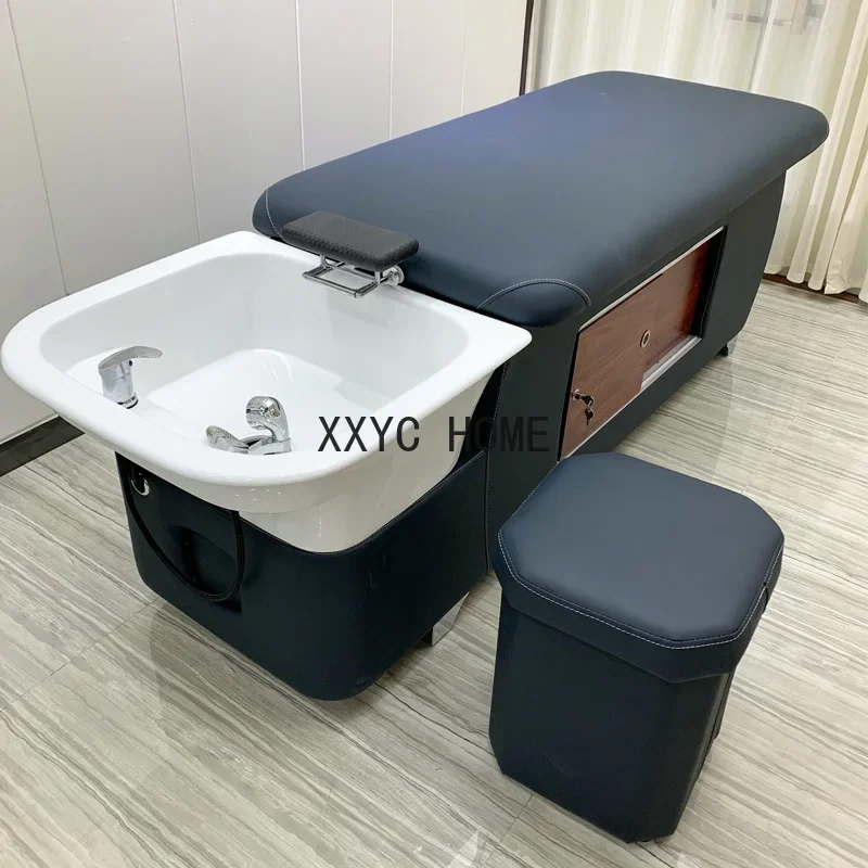 Liggend Volledig Shampoo Chair voor Kapsalon Spoelbed Kapsalon Ceramic Basin Massage Bank