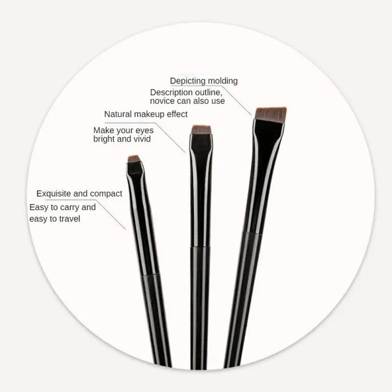 Oblíqua Cabeça Maquiagem Escova, Esboço Eyeliner Escova, Sombra Escova, Sombra Escova, Montado Lâmina, 3 Pcs