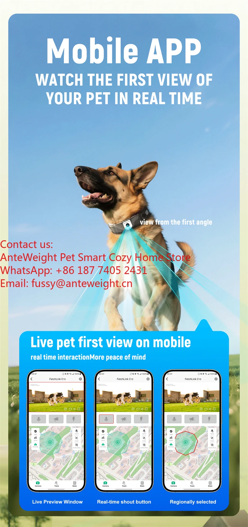 Smart GPS Dog Collar 4G Waterproof Training Pet Tracker With Alarm Push, Electroshock, Live Call and Mobile App Control