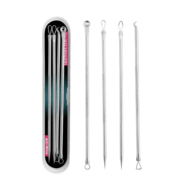 الشظية/الذهب البثرة Comedone حب الشباب بثرة Belmish النازع مزيل الرؤوس السوداء أداة نظيفة ملعقة لأداة العناية بالوجه 1 صندوق 4 قطعة #4