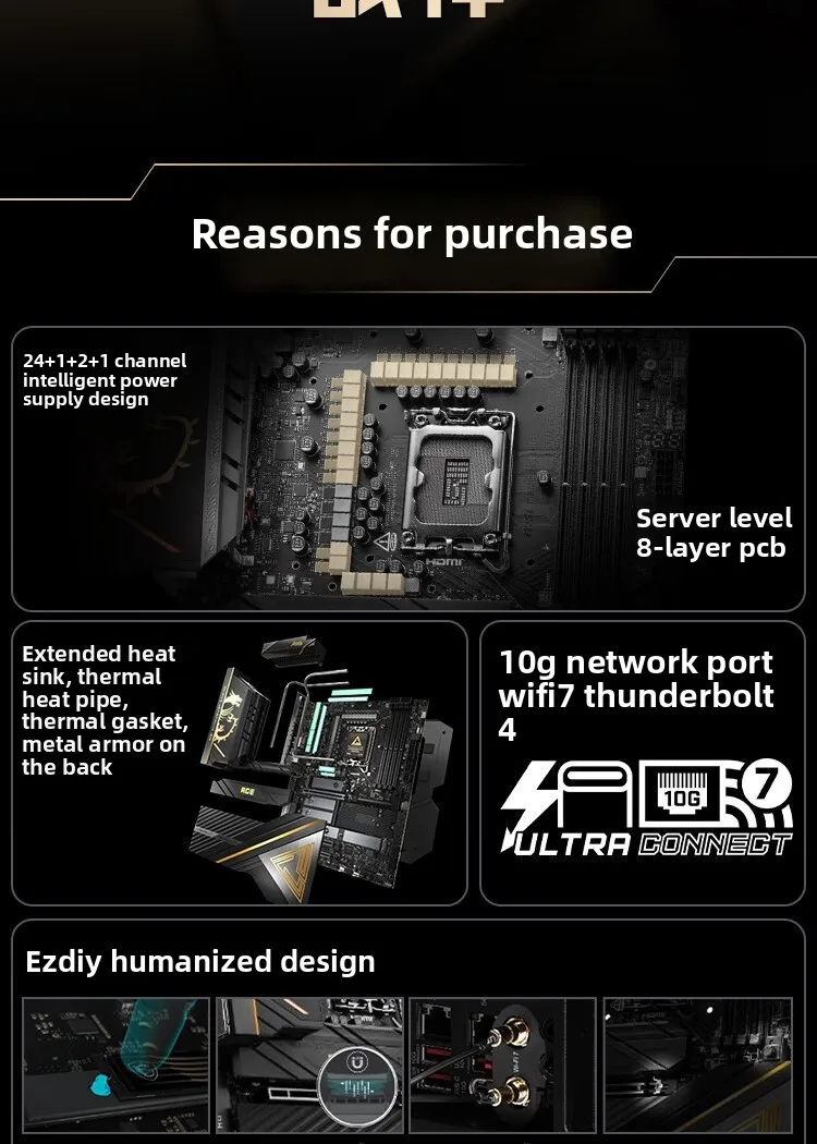 Placa principal ATX de desktop Z890 ACE Ares para suporte CPU 285K/265K/265KF