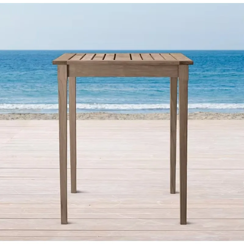 Garden patio and backyard furniture, home and outdoor wooden teak high bench