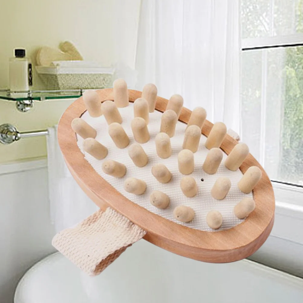 

Massage Bath Brush Wooden Beads Airbag Body Exfoliating Tool For Feet Knees Legs Circulation Shower Scrubber Wooden Bath
