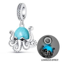NEW 925 silver Blue Zircon Small Crabs Charms For Original 3mm 925 Bracelet&Bangle Making Fashion DIY Jewelry For Women