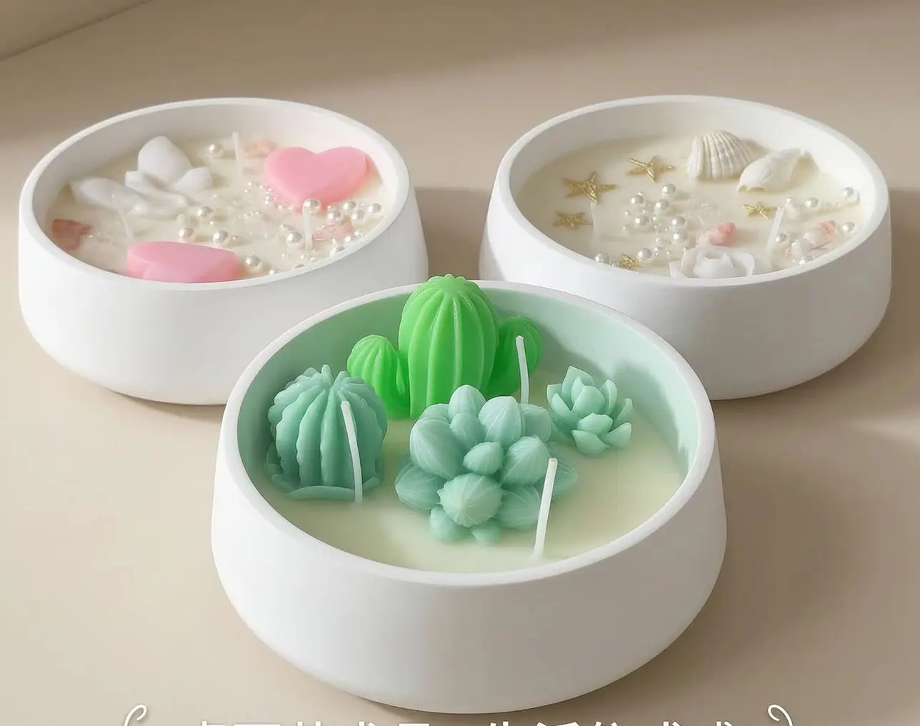 Succulent Shell Heart Butterfly Shaped Scented Candle Gypsum Bowl Aromatherapy Candle for Home Bedroom Table Decor