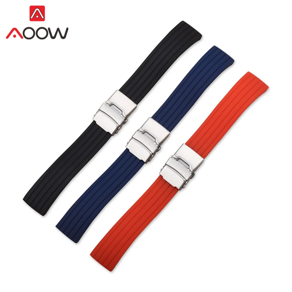 16/18/20/22/24mm Universal Silicone Strap Quick Release Stainless Steel Folding Buckle Men Sport Waterproof Rubber Watch Band