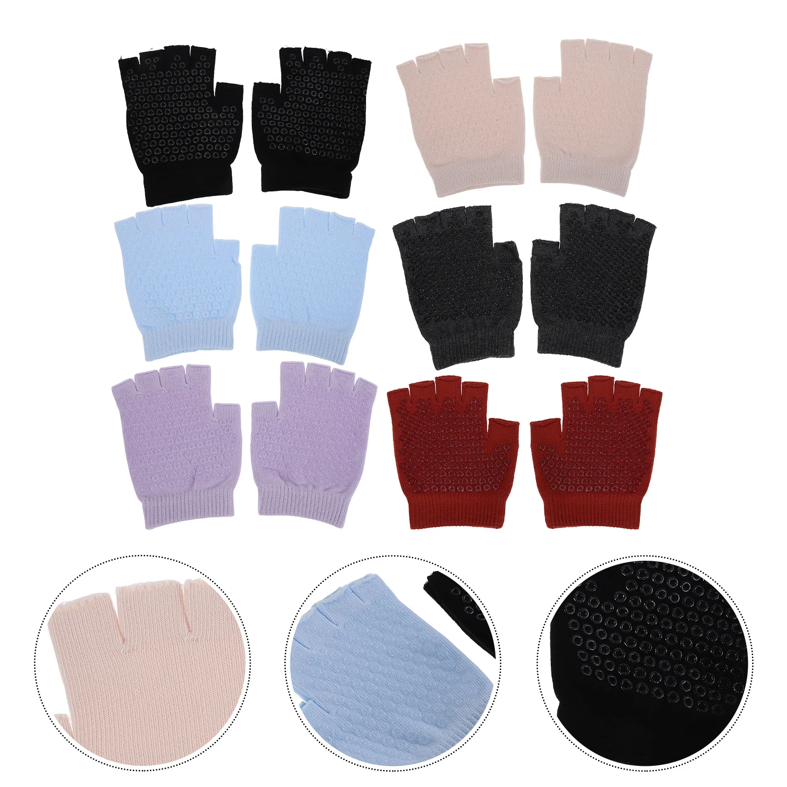 

6Pairs Aerial Yoga Gloves Non-Slip Half Gloves for Pilates Gym Workout Cycling Fitness Training Womens
