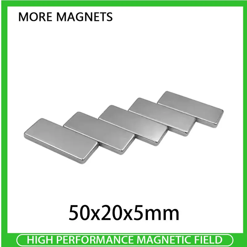 

1/2/5/10PCS 50x20x5mm Quadrate Strong Powerful Magnets N35 Block Rectangular Neodymium Magnet 50x20x5 Permanent Magnets 50*20*5