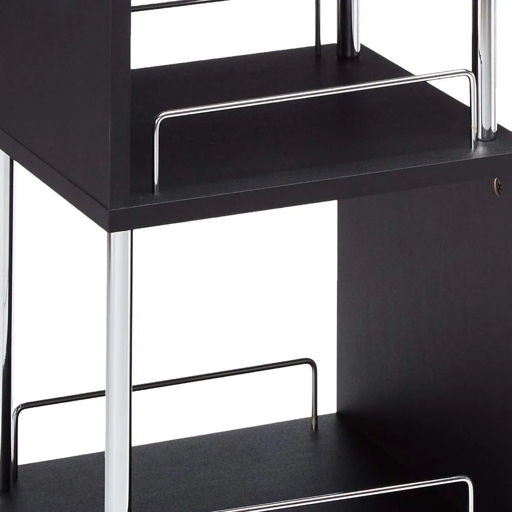 モダンなワインバーテーブル（棚付き）- スタイリッシュな黒仕上げ