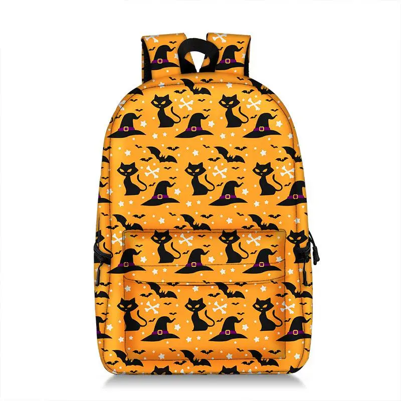 Mochila Escolar con dibujo de gato para estudiantes, morral Escolar de poliéster con estampado completo de dibujos animados