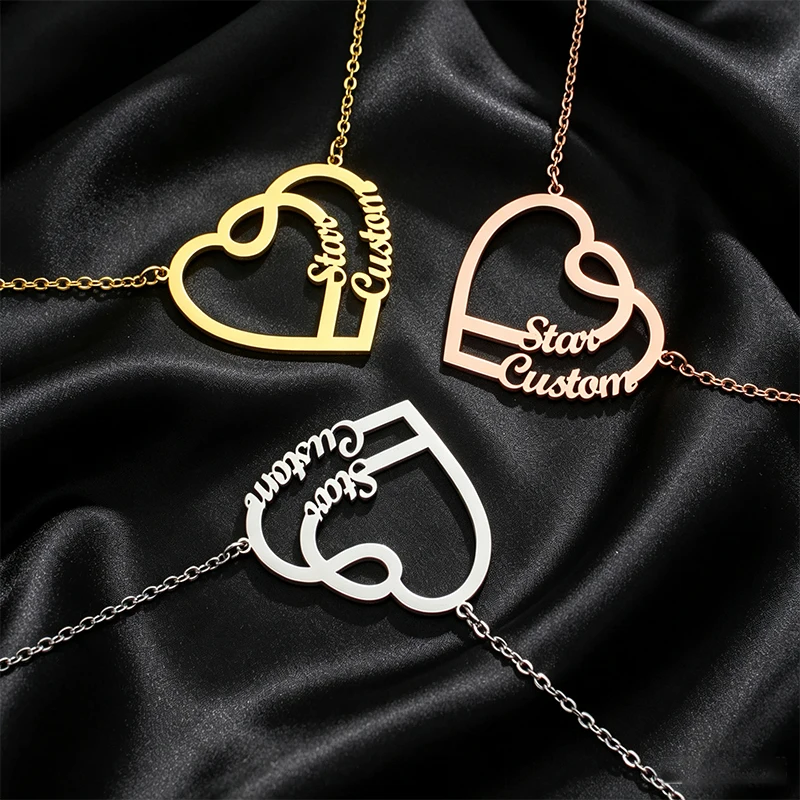 Couples Double Heart 2 Names C - đánh giá và giá Birth Flower Necklace