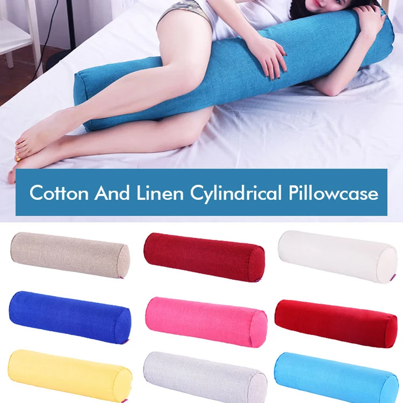 Cotton Linen Cylindrical Pillow Case Home Decor Sofa Lumbar Support Long Pillowcase Neck Bolster Roll Headrest Cove No Fill
