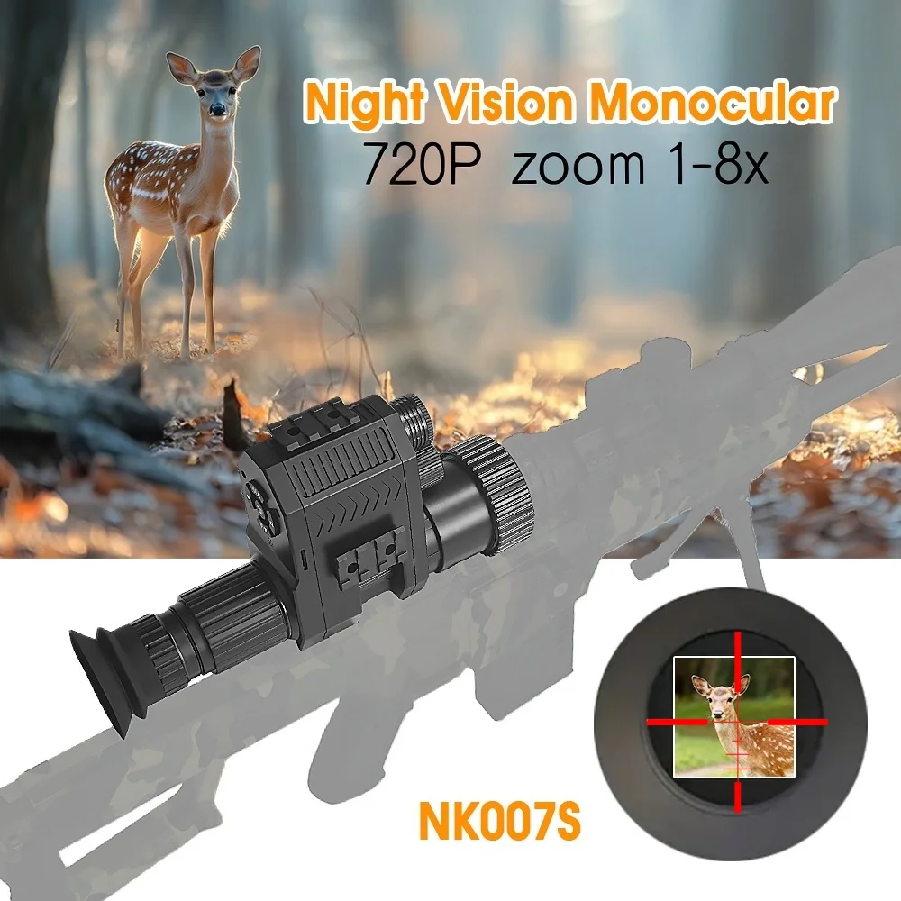 

Ночной прицел для охотничьей винтовки, зум 1X-8X, 1080P, дальность видимости 400 метров, алюминиевый сплав, для охоты, стрельбы/разведки