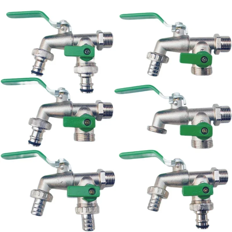 1pcs Gardening zinc alloy faucet one in two out 4 points faucet Green