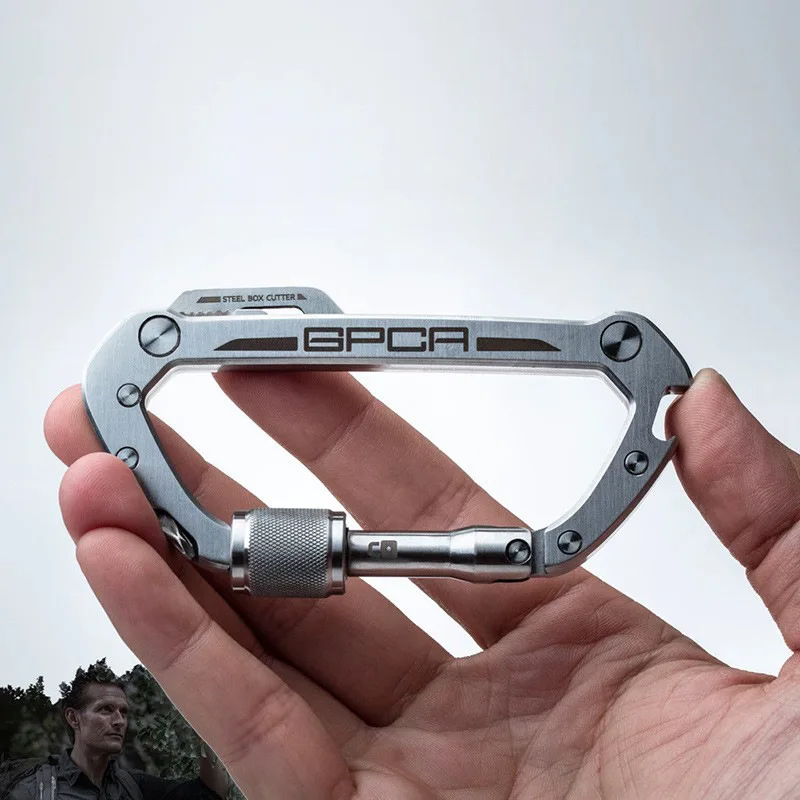 Carabiner GPCA Multi-Function Carabiner Keychain Screw Bottle Opener Wrench Tool Knife Outdoor Portable