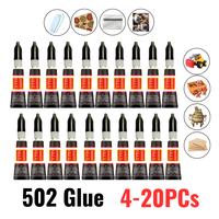 Super Strong DIY 502 Power Glue for Rubber Glass Metal Ceramic PVC ABS Plastic Thin Liquid Adhesive 3g Small Tube 4-20 Pieces