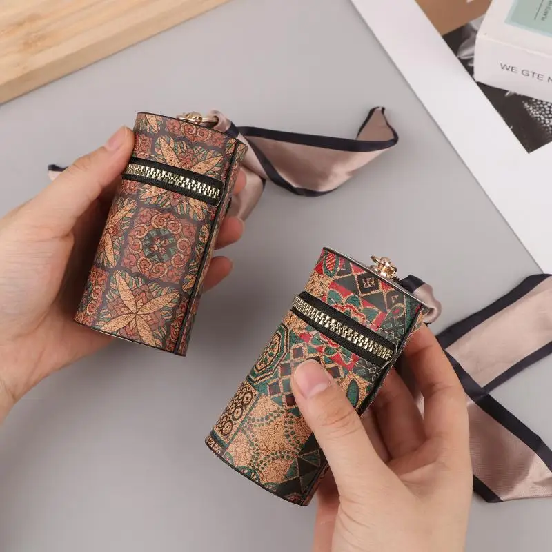 Retro-Print-Münzgeldbörse, tragbare Geldbörse mit Reißverschluss und Schlüsselanhänger, multifunktionale Mini-Aufbewahrungstasche, Lippenstifttasche für Damen, Geschenkidee. – Detail 5