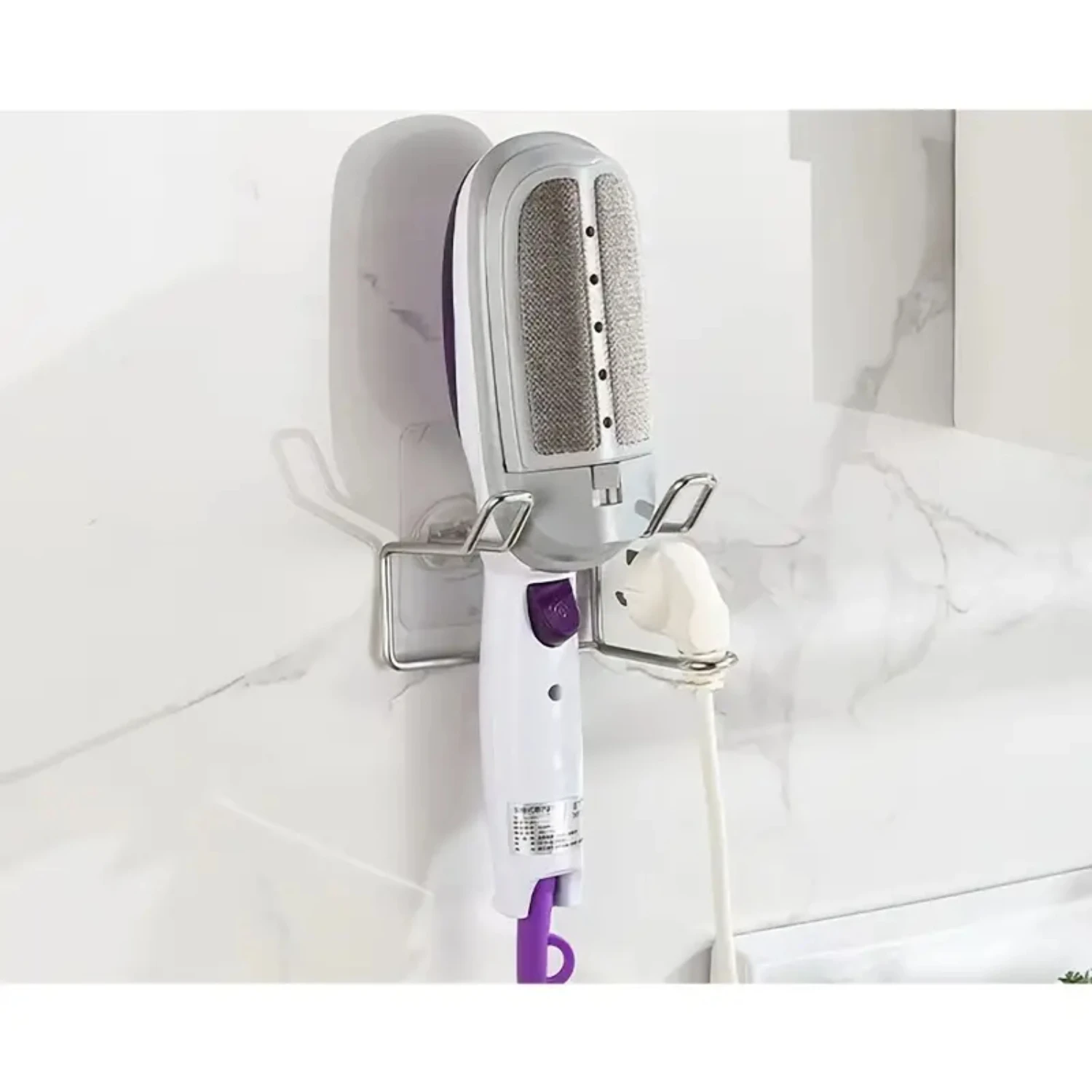 Sturdy and Stylish 1-Piece Punch-Free Stainless Steel Hair Dryer Rack, Wall-Mounted Bracket with a Size of 3.74