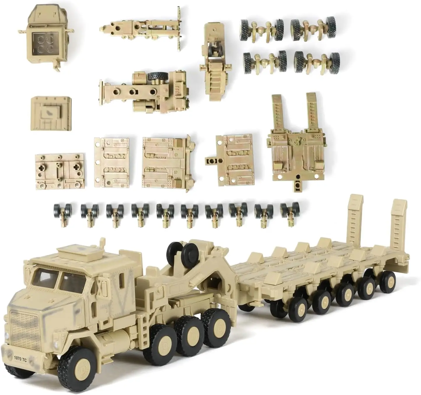 

1/72 Scale Yellow M1070 Military Transport Vehicle Desert Sand Plastic Model Kit – DIY Assembly Toy Gift for Christmas
