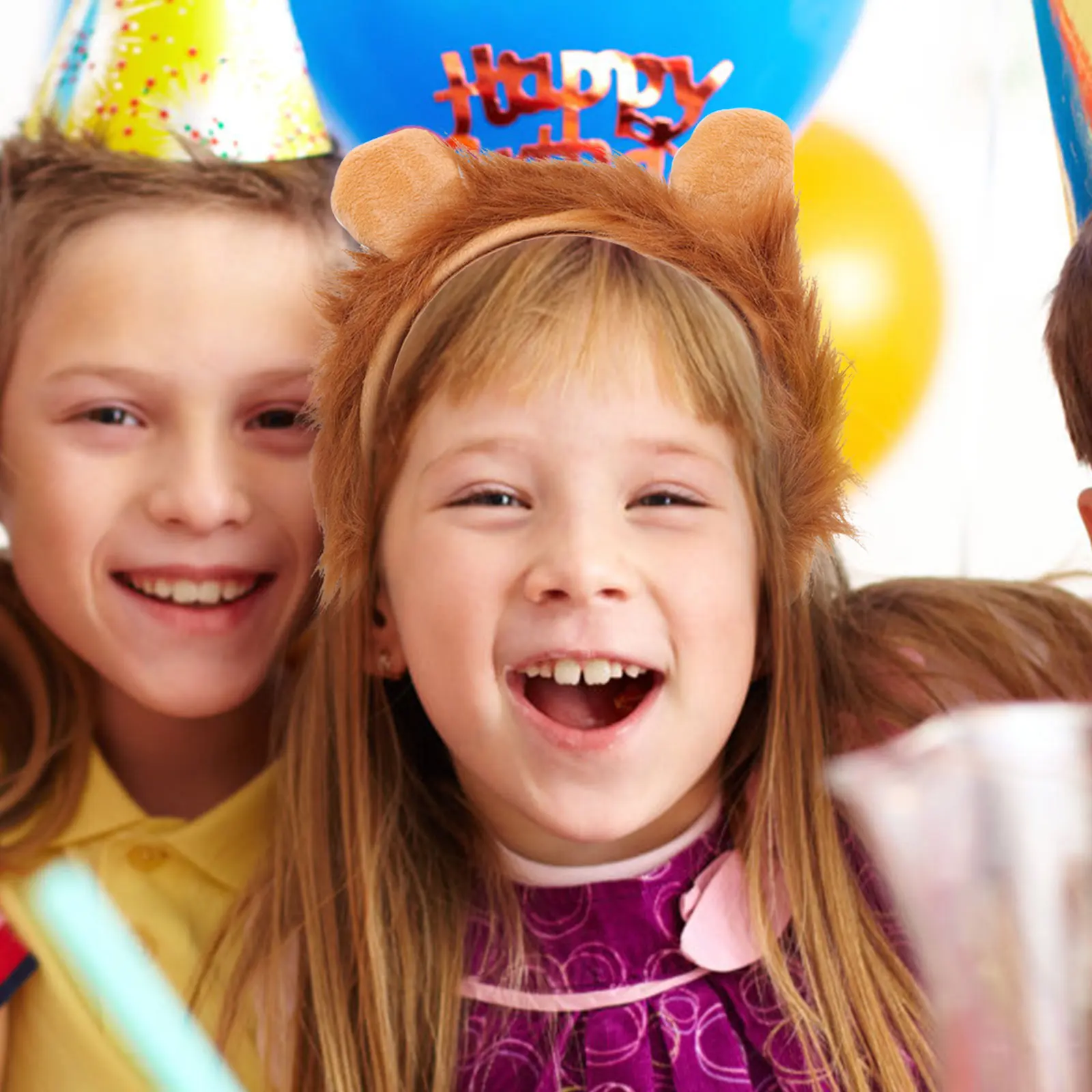 

Lion Headband Tail Set Animal Costume Headpiece Cosplay Tails Dress Ups Outfits for Girls Mask
