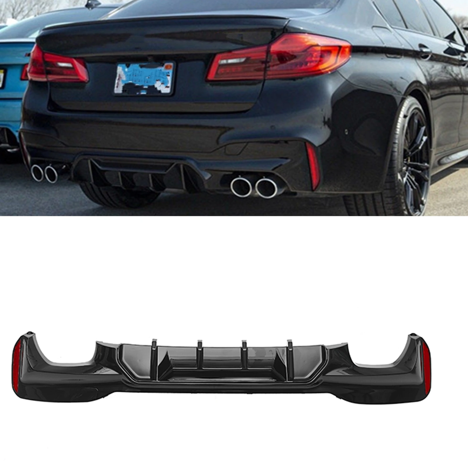 

Rear Bumper Diffuser Lip For BMW 5 Series G30 G31 G38 M Sport 2017-2022 520i 530i 540i Gloss Black Boot Spoiler Splitter Plate