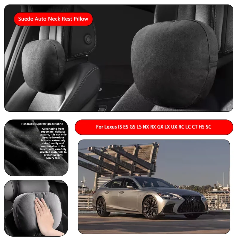 For Lexus Premium Faux Suede Neck Pillow car seat pillow car neck pillow Suede Fabric Car Headrest interior