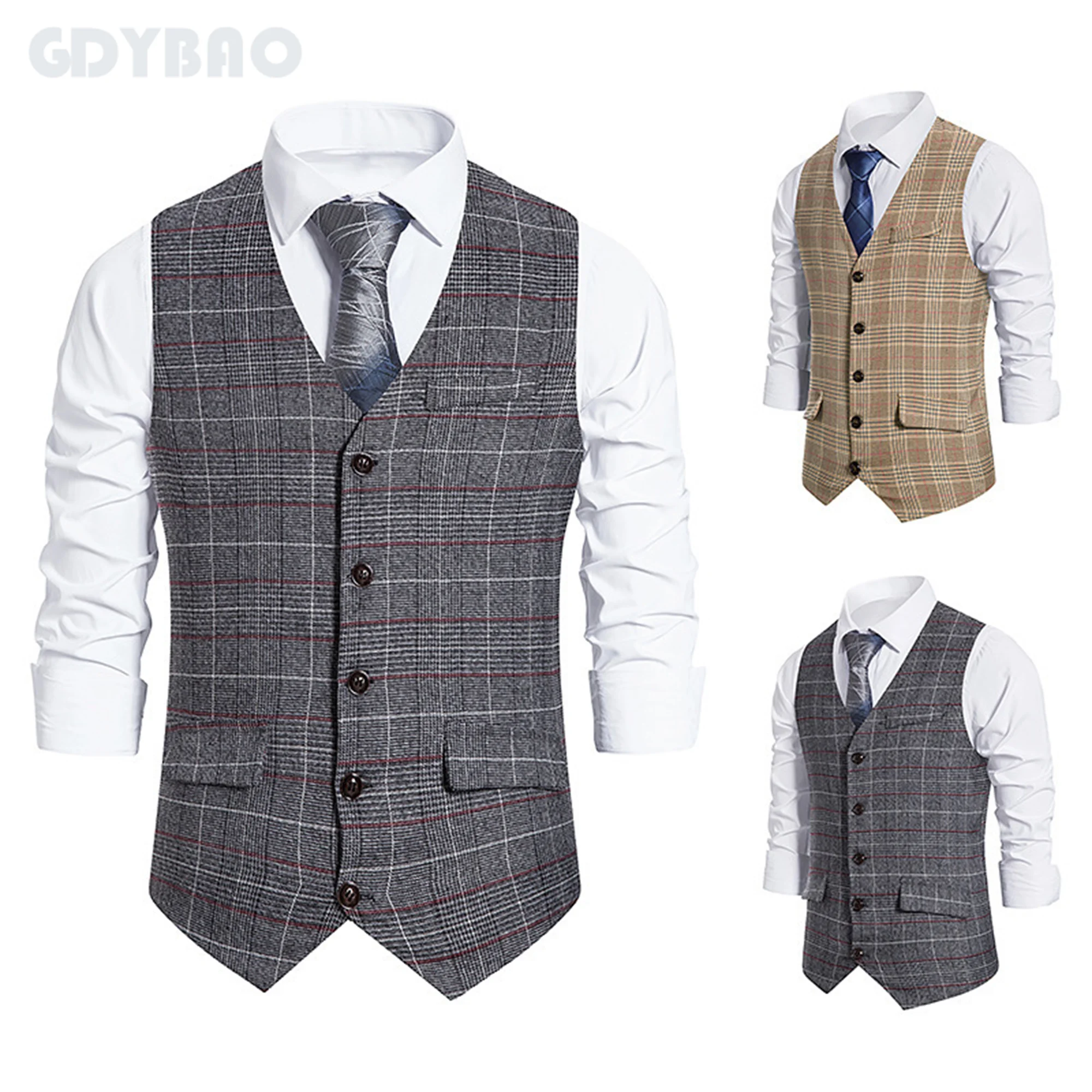 

Mens Suit Vest Fashion Slim Fit Thin Plaid Men Waistcoat Tops Business Waistcoat England Style Casual