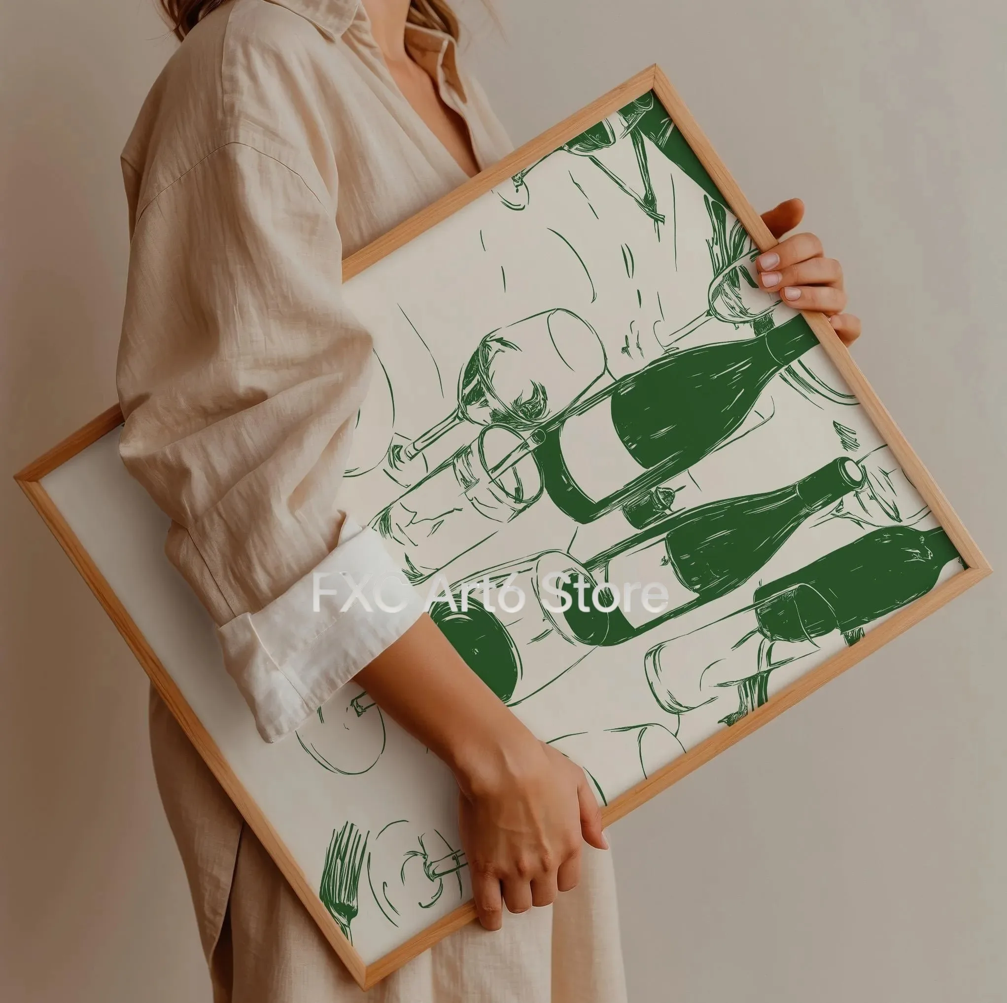 1 Stück Rahmenloser Lebensmittel- und Wein-Leinwanddruck Maximalistische Galerie Küchen-Kunst Wandkunst Poster für Modernes Wohnzimmer