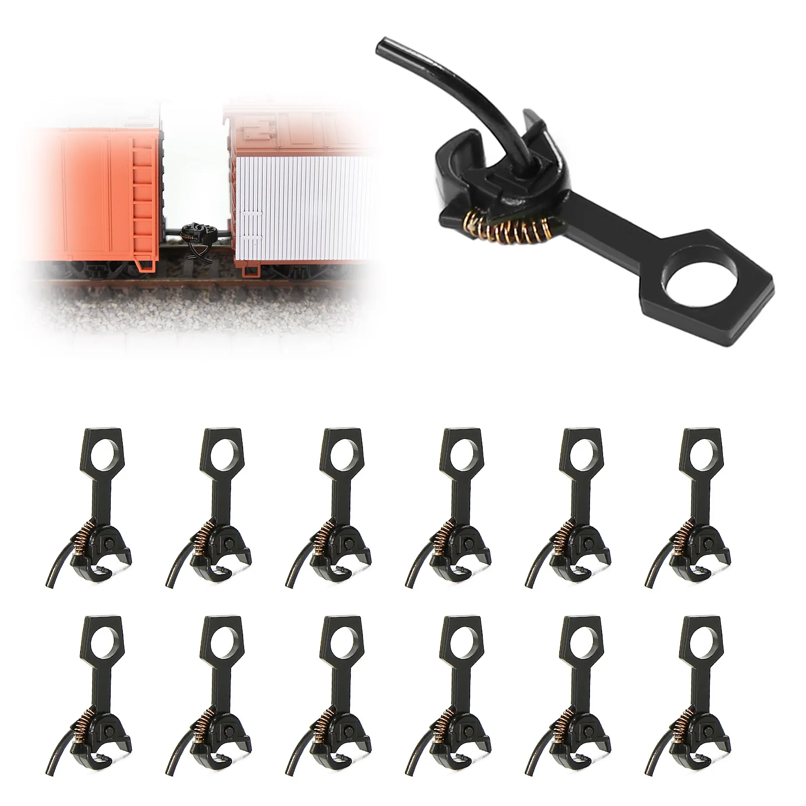 Evemodel 12pcs HO Scale 1:87 Knuckle Medium Couplers Plastic Coupling Model Train Hooks HP4387