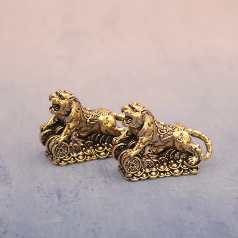 Ingot Tiger Crafts Home Desktop Entrance Display Cabinet Copper Decorative Ornaments