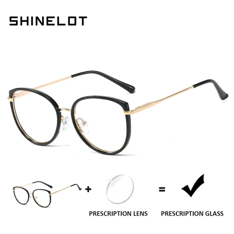 

SHINELOT 95673 Professional Myopia Eyewear Prescription Reading Glasses Optical Anti Blue Light College Girl Eyeglasses