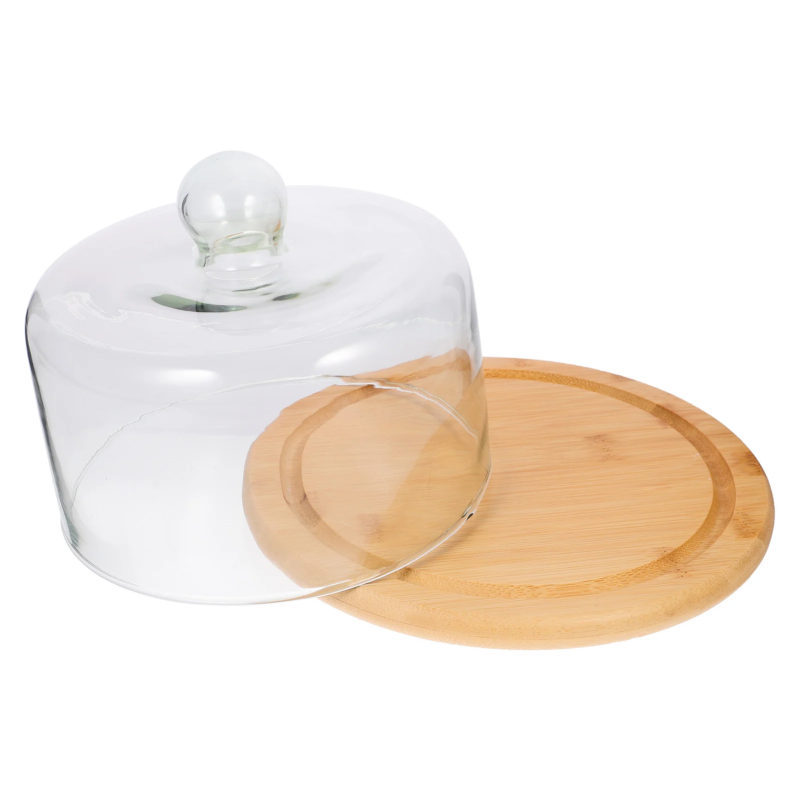 

Cake Cover Display Tray Holder with Lid Food Trays Bamboo Serving Creative Bread Plate