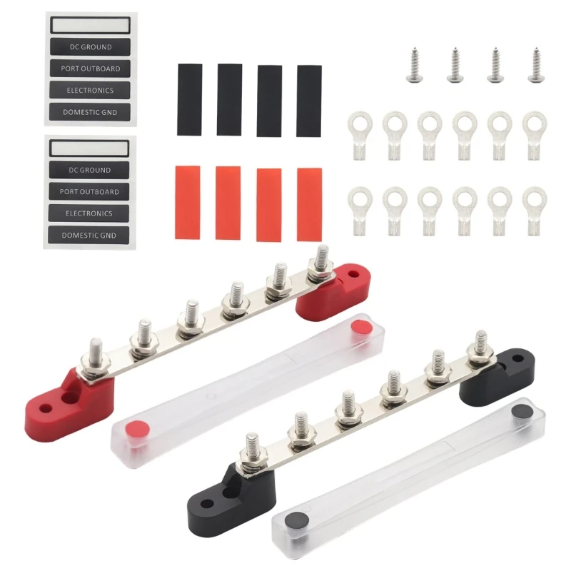 Durable & Safe Busbar with Durable Nylon Base High Voltage 100A Busbar with 6 Terminals Durable for Trucks RVs & Boats