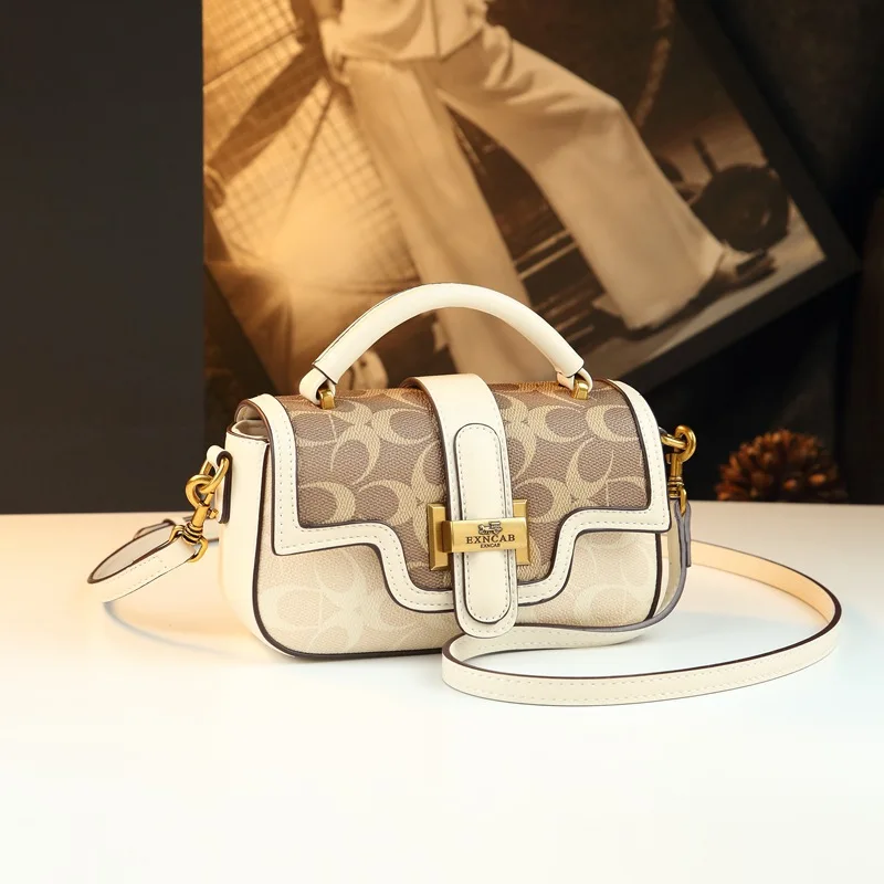 

French-Inspired Niche Bag - Vintage Print Small Square Bag, Wide Strap Crossbody Shoulder Versatile Chic Bag