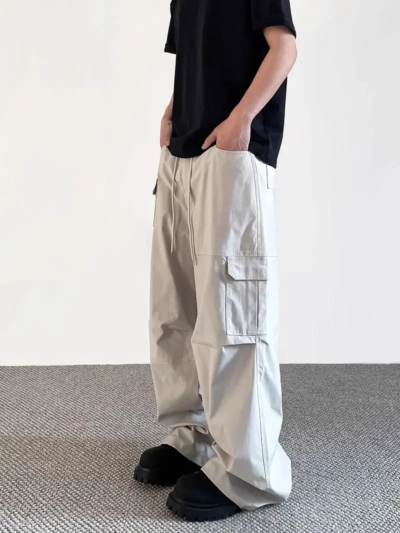 

Oversize Cargo Pants for Men Hip Hop Spring Summer Luxury Loose Long Slacks Regular Fit Techwear Cotton Designer Trousers Man
