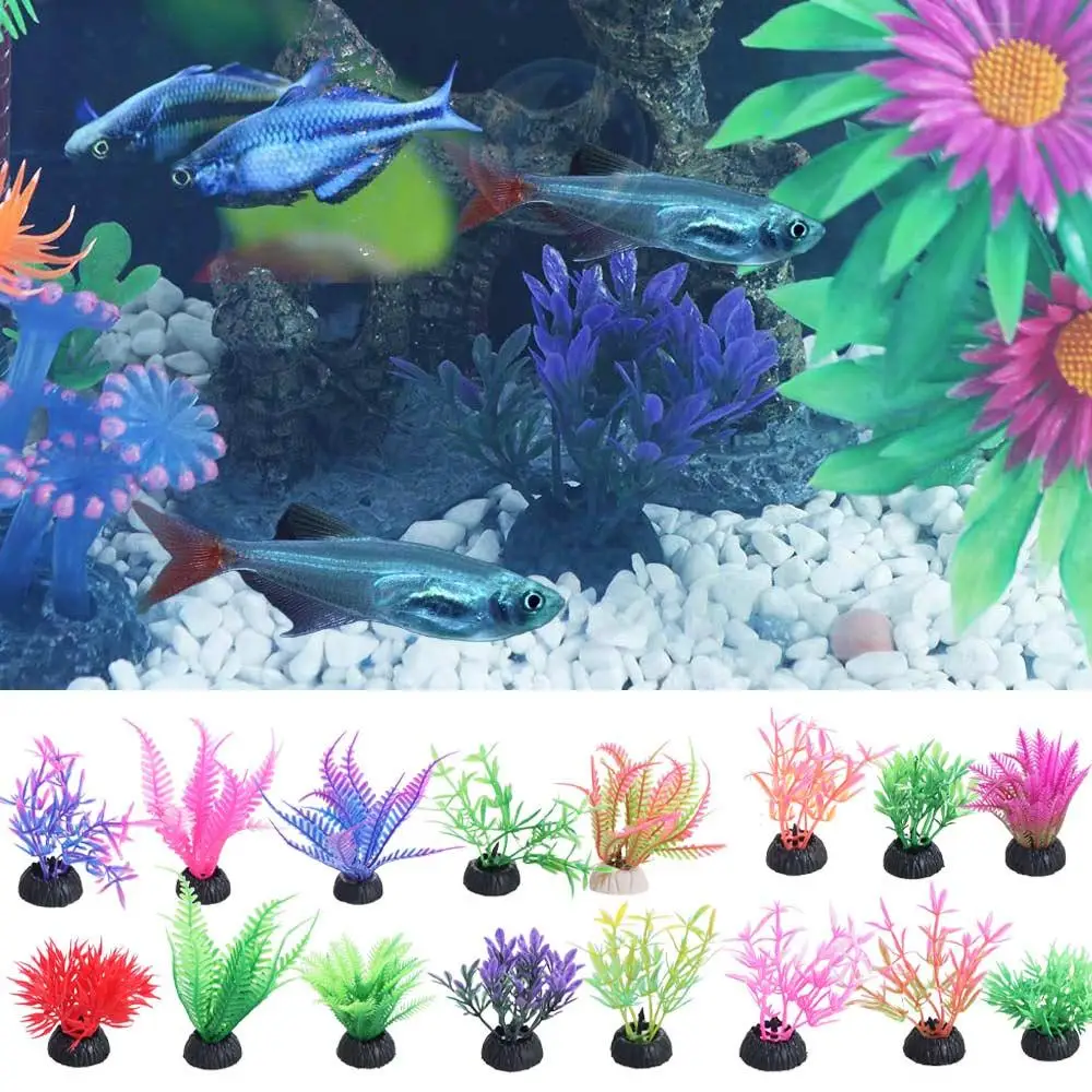 Decorative Artificial Aquatic Plants Simulation Lifelike Water Weeds Ornament Mini Plastic Fake Water Plants Home