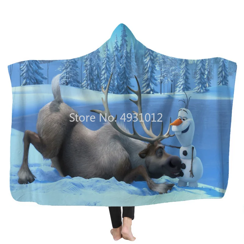 

Frozen Princess Elas Olaf Baby Hooded Blanket wIth Cloak Magic Hat Children Napping Blanket Sherpa Kids Sofa TV Car Body Cover