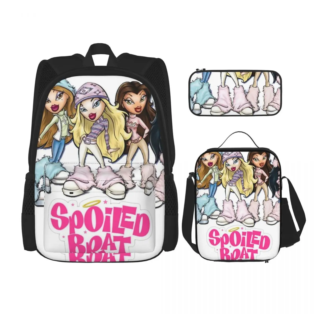 

Bratz Rock Angelz Doll Backpacks Boys Girls Bookbag Students School Bags Cartoon Kids Rucksack Lunch Bag Pen Bag Three-Piece Set