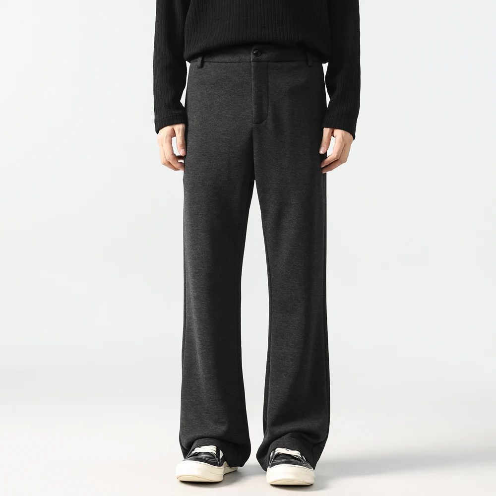 

Men Autumn Winter Casual Loose Vintage Woolen Thicken Suit Pant Commuter Man Fashion Slight Flared Pants Trousers