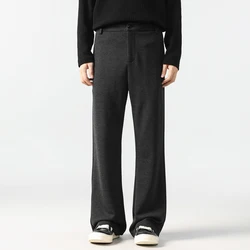 Men Autumn Winter Casual Loose Vintage Woolen Thicken Suit Pant Commuter Man Fashion Slight Flared Pants Trousers