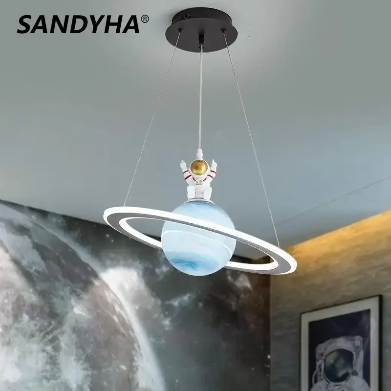 

SANDYHA Nordic LED Chandelier Earth Pendant Lamps Hanging Lights Home Decoration Bedroom Study Dining Staircase Ceiling Lighting