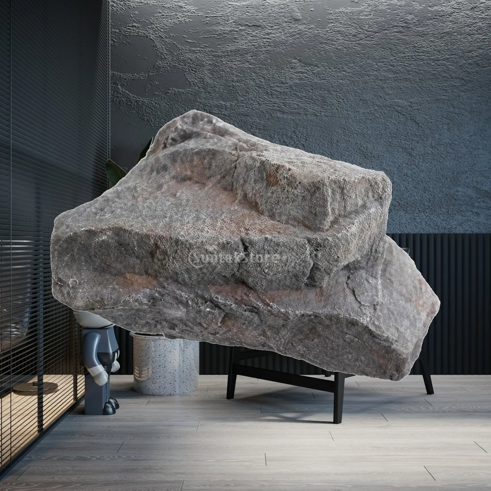 Textured Faux Stone Decoration Irregular PU Rock Sculpture for Plant Display Vivarium Miniature Bricks Mold Style