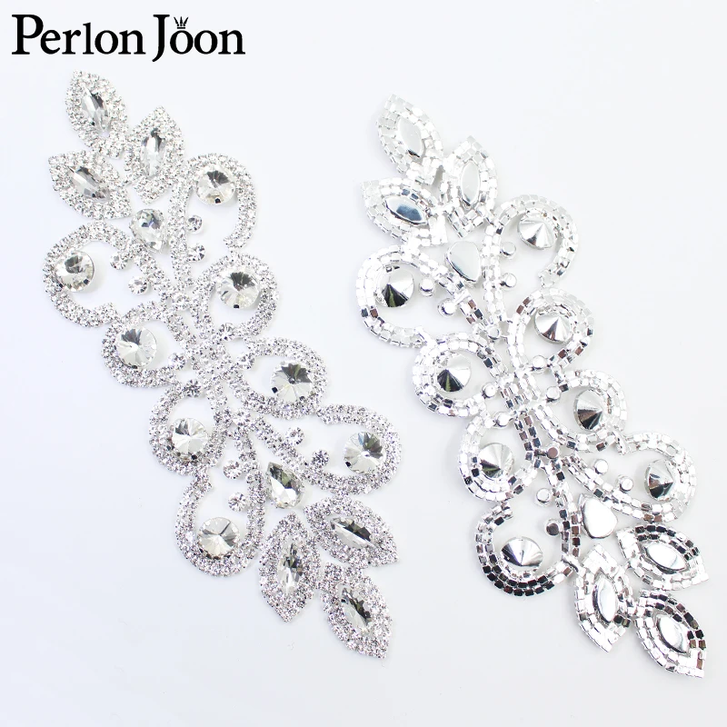 19*7.5cm DIY Crystal applique Rhinestone patches decoration for the wedding dress sewing Clothing Accessories YHZ003