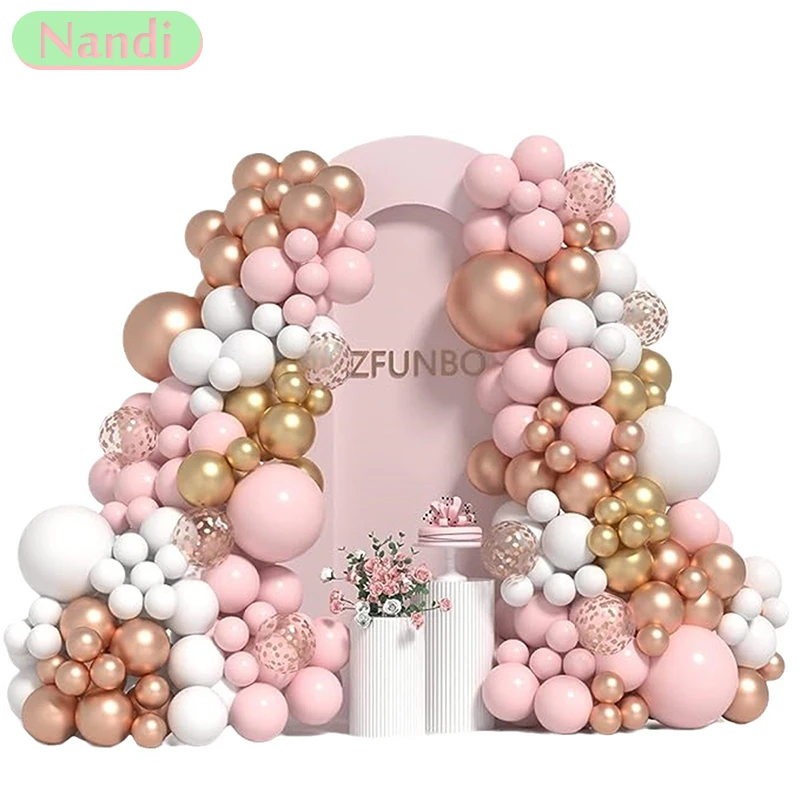 97PCS Golden Pink Balloon Arch Set Store Celebration Event Hotel Wedding Banquet Scene Layout Birthday Party Wall Decoration