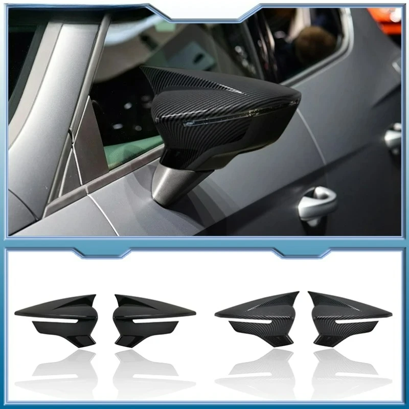 2pcs Car Side Door Rear View Mirror Cover Cap Add on Compatible with SEAT Leon MK3 5F ST FR Cupra Ibiza Mk5 Arona KJ7 2017-2020