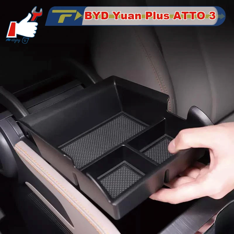METOJOY для BYD Yuan Plus ATTO 3 2022-2025, автомобильный подлокотник, ящик для хранения, индивидуальный чехол для хранения под приборной панелью, зарядное устройство, часть Pad