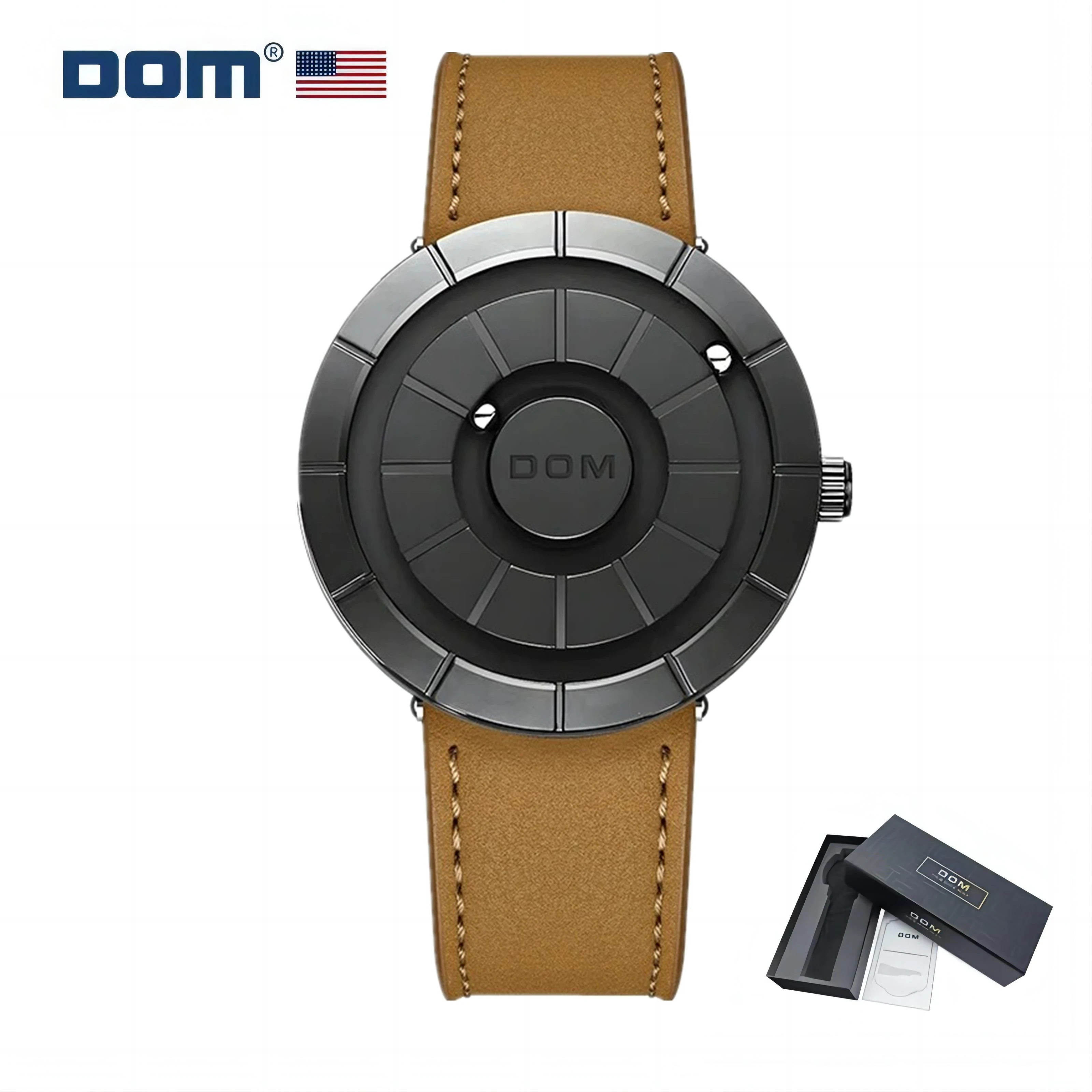 DOM 1753 Top Band New Quartz Watch for Men Business Leather Strap Creative Scrolling Beads Magnetic Force Waterproof Wristwatch