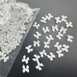 100 pcs Mini Bow Nail Charms Bulk Mix White Pink 3D Bowkont Nail Art Decoration Accessories For DIY Manicure Korean Design Parts